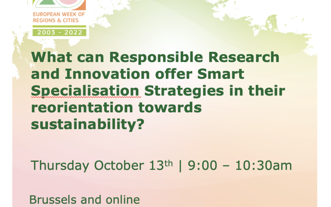 Upcoming Event on October 13th: What Can RRI offer S3 in their reorientation towards sustainability?