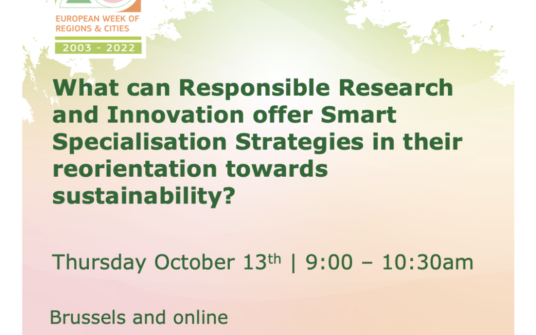 Upcoming Event on October 13th: What Can RRI offer S3 in their reorientation towards sustainability?